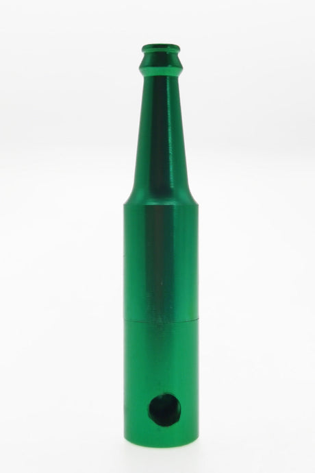 Thick Ass Glass 2.75" Beer Bottle Chillum in Green Borosilicate Glass, Front View