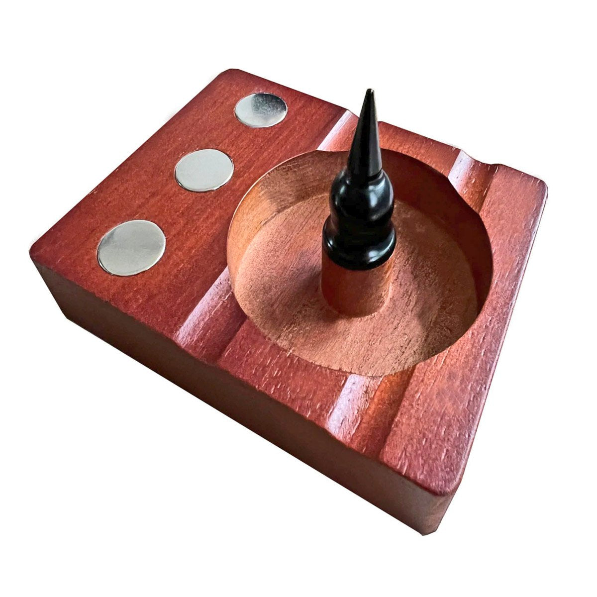 The Stash Shack Wooden Debowler Base for DynaVap, 3 Device Holder, Top View