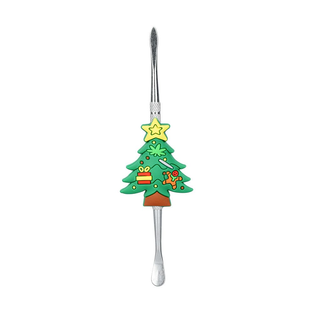 Christmas Tree Stainless Steel Dab Tool, 4.75 inch, front view on white background