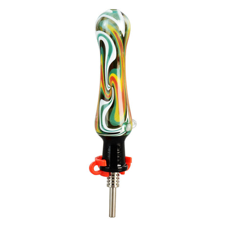 3.5" Wig Wag Glass Dab Straw with interchangeable Titanium/Quartz Tip, front view