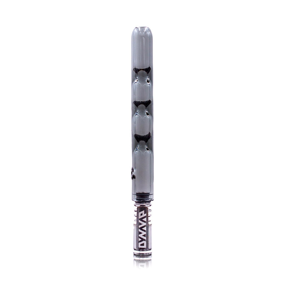 3D Glass Cooling Stem for DynaVap, black variant, straight design, front view on white background