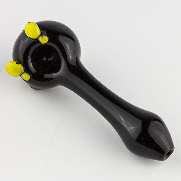 Empire Glassworks Bomber Spoon Pipe, Black with Yellow Accents, Side View