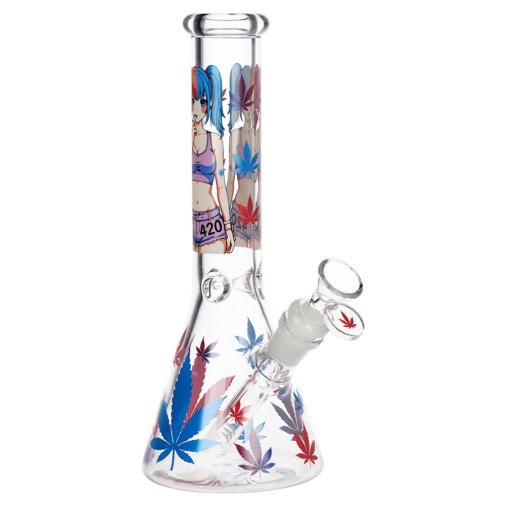 420 Anime Girl Beaker Glass Water Pipe | 10" | 14mm F