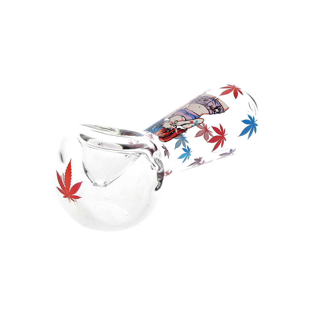 420 Anime Girl Glass Spoon Pipe | 4.5" | 3ct Bundle