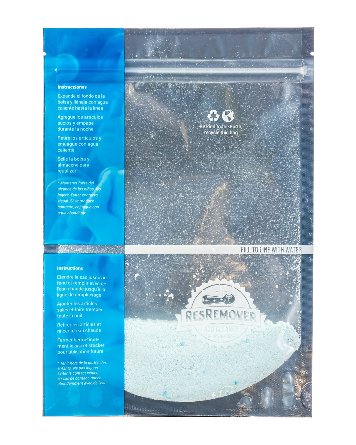 ResRemover Natural 420 Pipe Cleaner bag front view, reusable & no-scrub for easy cleaning