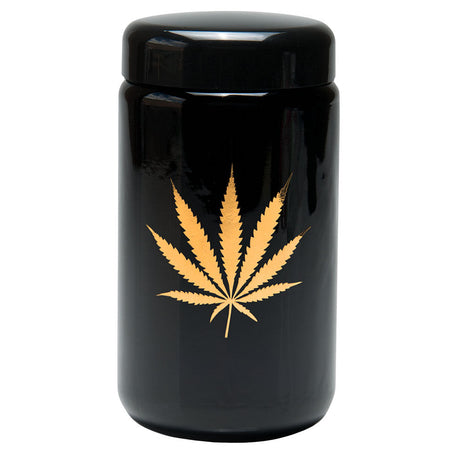 420 Science UV Screw Top Jar with Gold Leaf Design, Amber & Black, Portable Borosilicate Glass