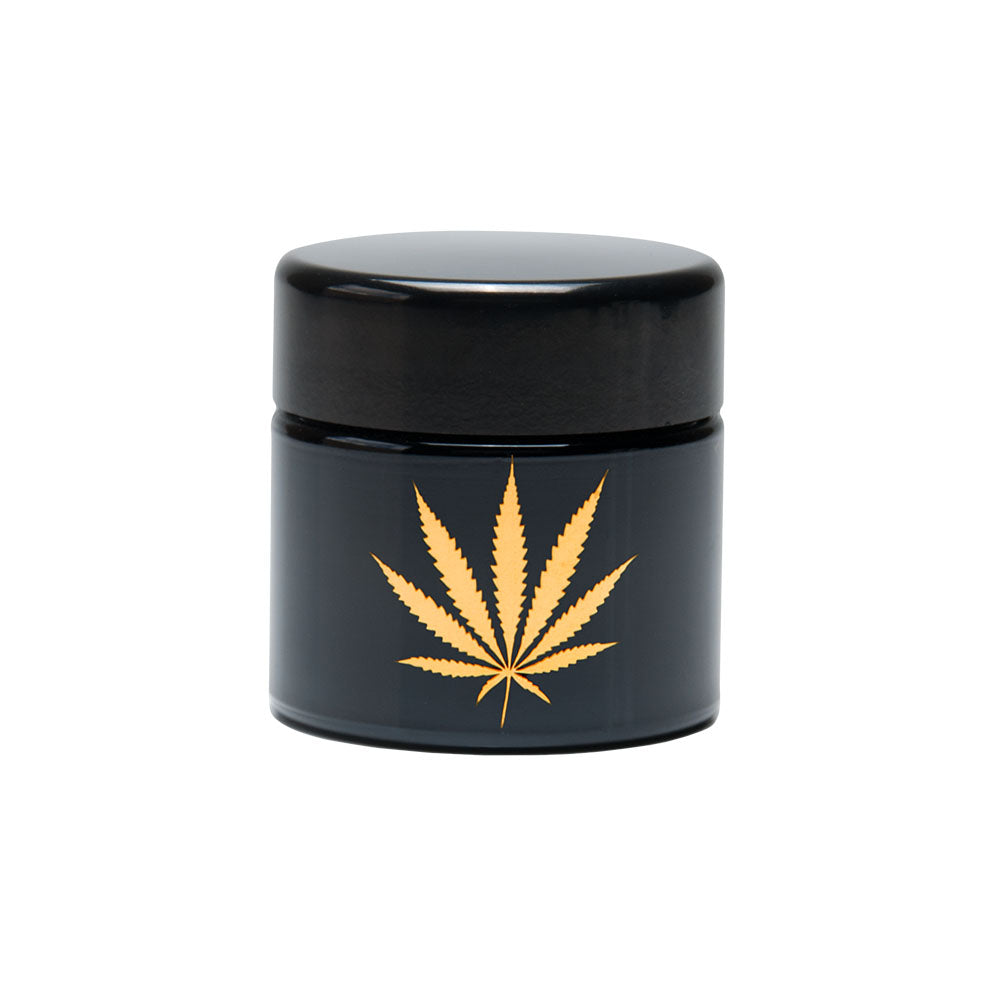 420 Science UV Screw Top Jar with Gold Leaf Design, Portable Amber Glass Storage