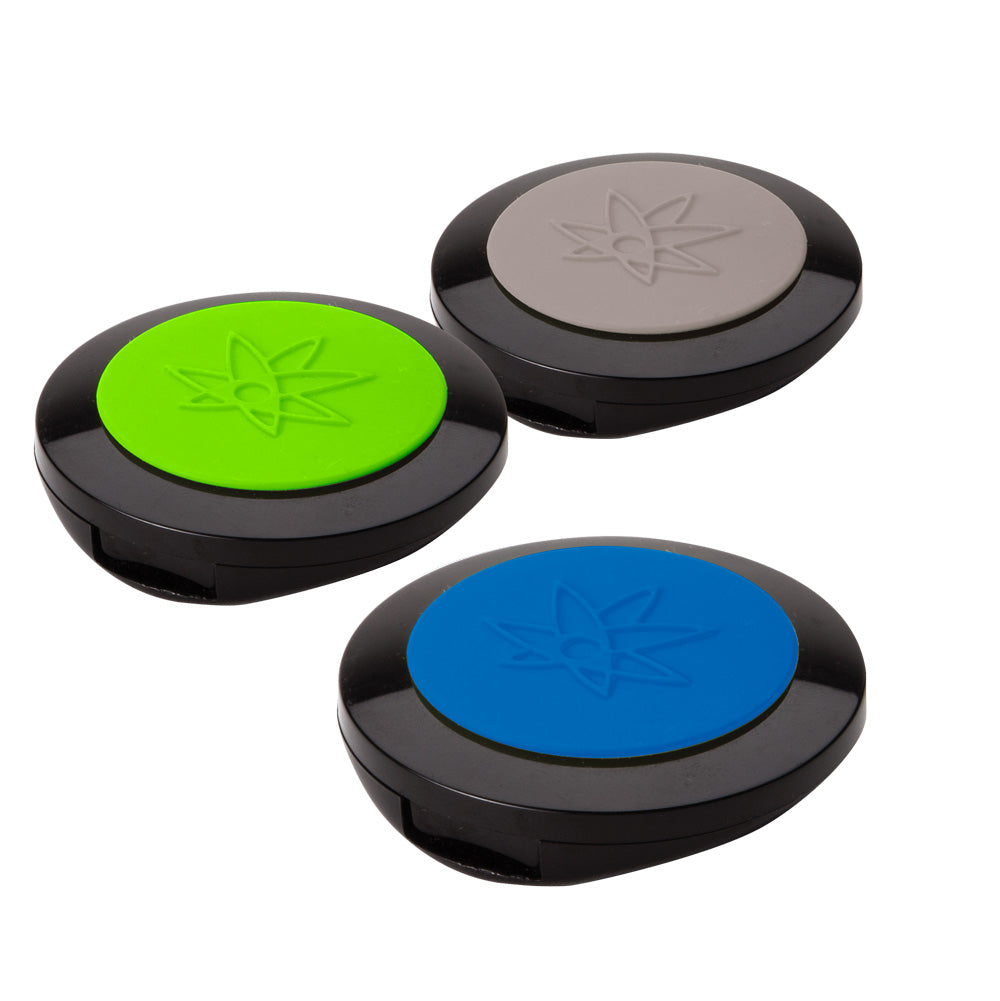 420 Science Wax Wallets in blue, green, and gray, compact and portable with secure closure