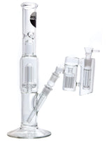 45˚ Showerhead to Tree Perc Dual Chamber Ashcatcher in Clear Glass - Side View