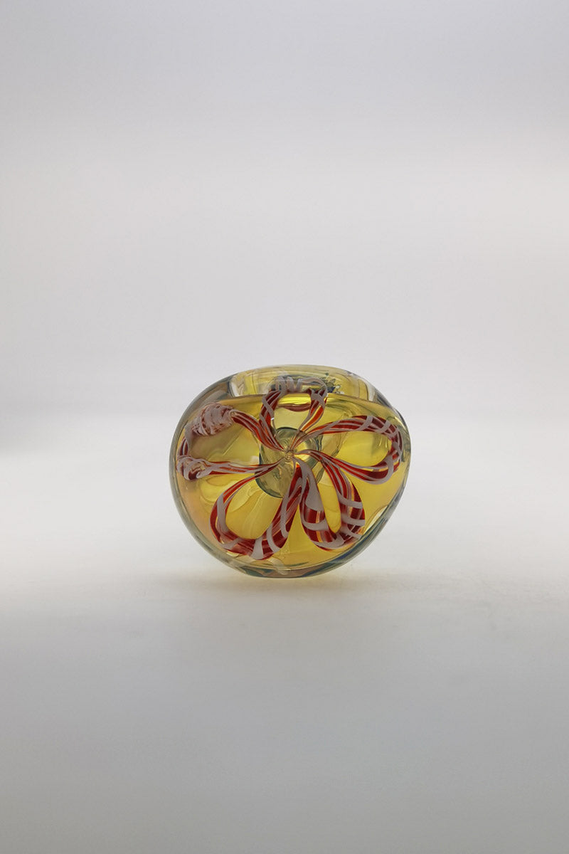 Thick Ass Glass 4.25" Spoon Pipe with Ribbon & Rod Wrap, Borosilicate Glass, Front View