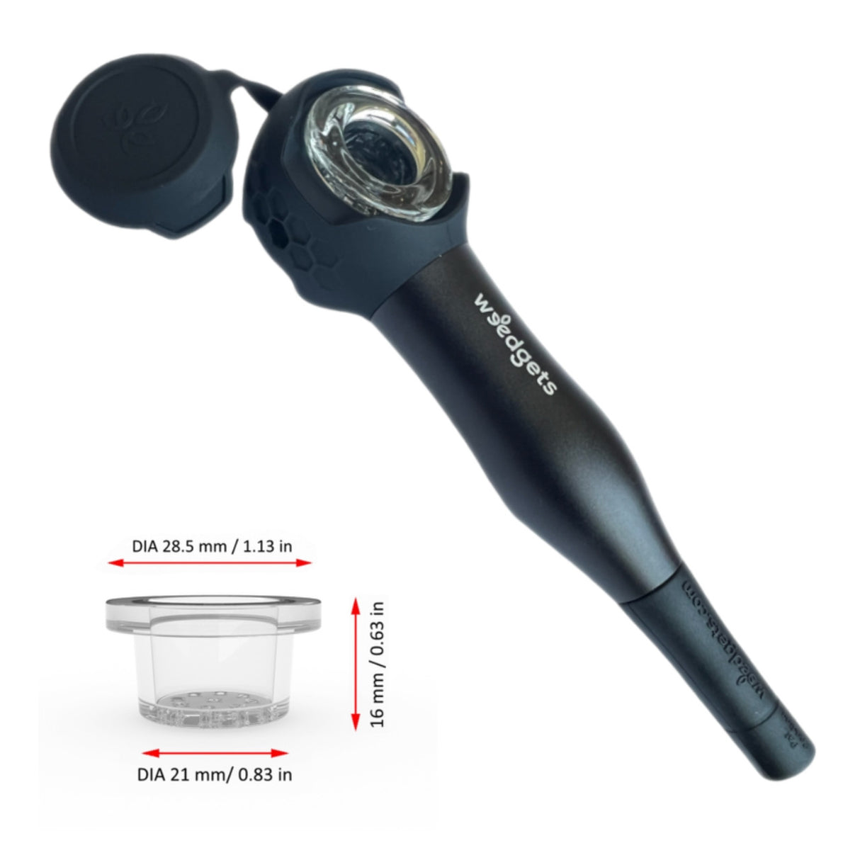 Weedgets Maze-X Pipe in Black with Cough-Less Technology for Smooth Hits, Side View