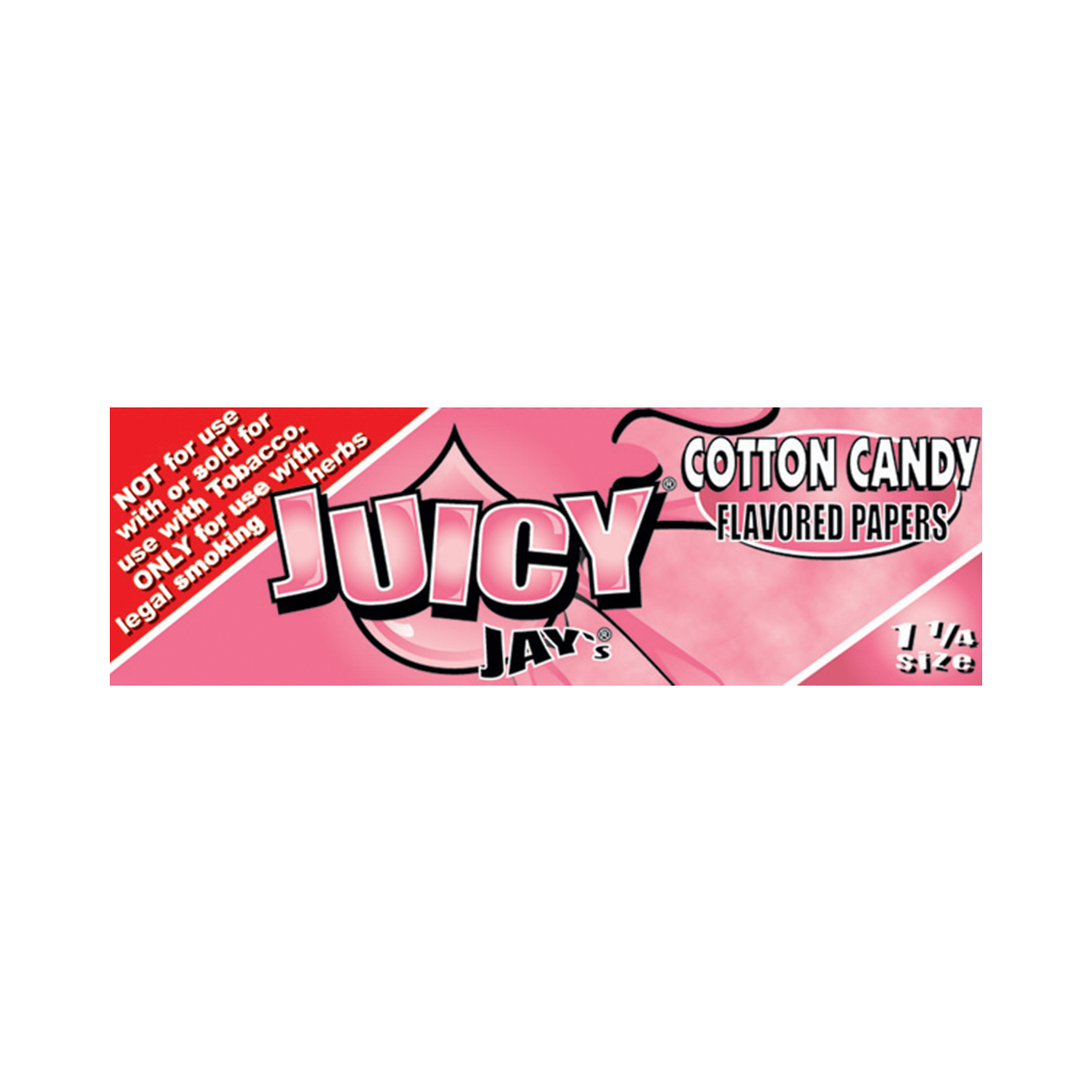 Juicy Jays 1 1/4 Cotton Candy Flavored Rolling Papers - Front View of 24 Pack