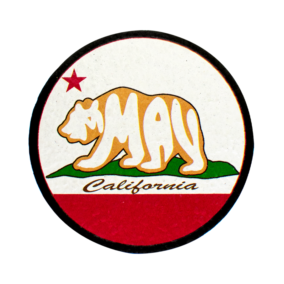 5" Moodmats California Flag Bear Rubber Dab Mat, USA-made, small size, top view on white background