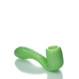MAV Glass 5" Sherlock Hand Pipe in Vibrant Green - Side View with Reflective Surface