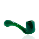 MAV Glass 5" Sherlock Hand Pipe in Green - Angled Side View on Seamless White Background
