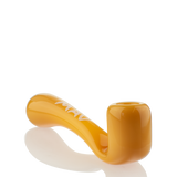 MAV Glass 5" Sherlock Hand Pipe in Amber - Side View on Seamless White Background