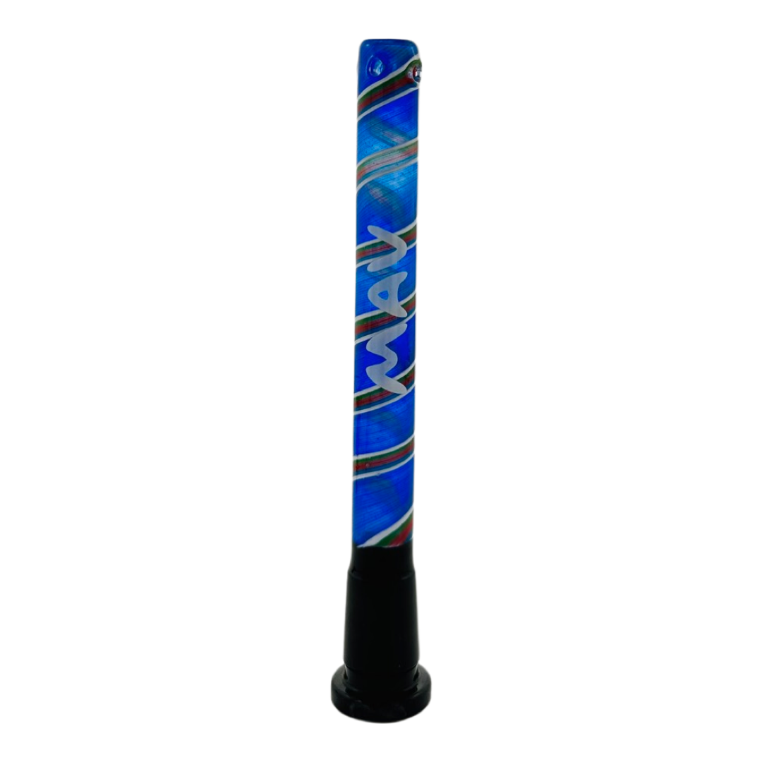 MAV Glass 5" Swirly Wig Wag Barber Pole Colored Downstem with 4 Hole Filtration, Front View