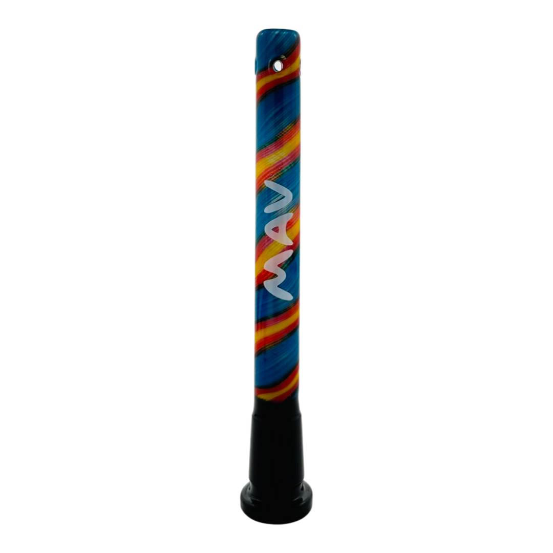 MAV Glass 5" Swirly Wig Wag Barber Pole Colored Downstem with 4 Hole Filtration