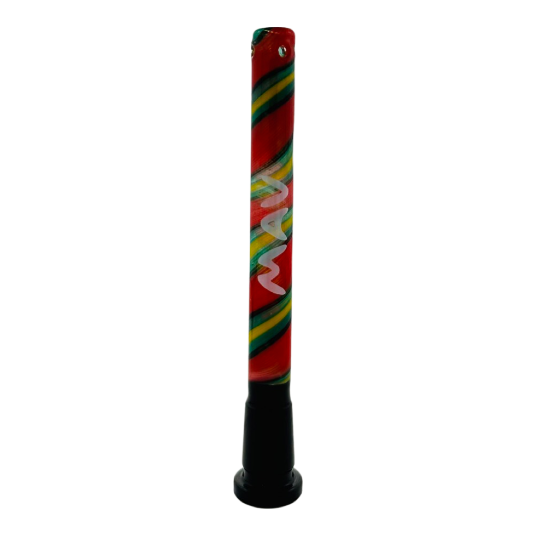 MAV Glass 5" Swirly Wig Wag Barber Pole Downstem with 4 Hole Filtration, Front View