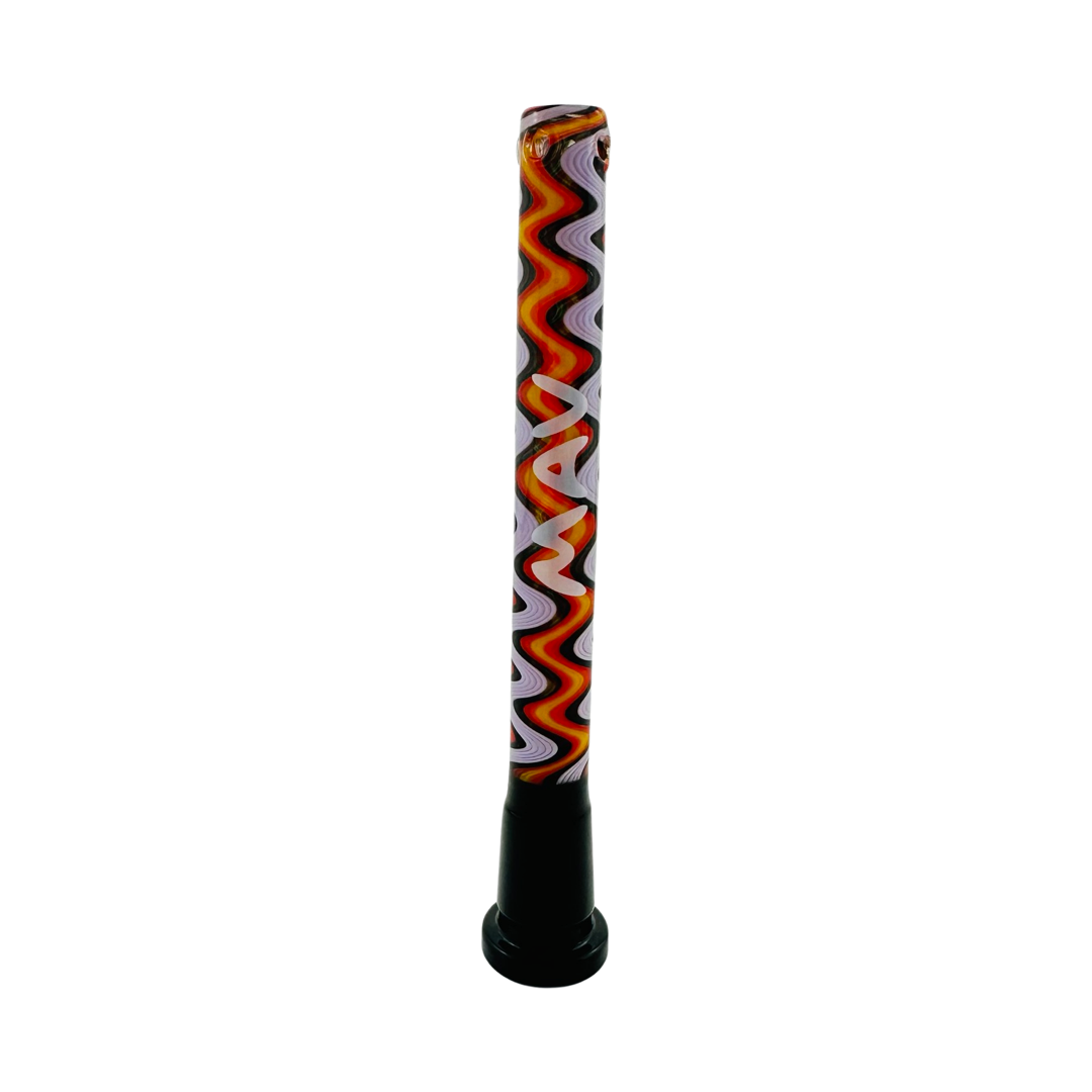 MAV Glass 5" Swirly Wig Wag Downstem with 4 Hole Filtration - Front View on White