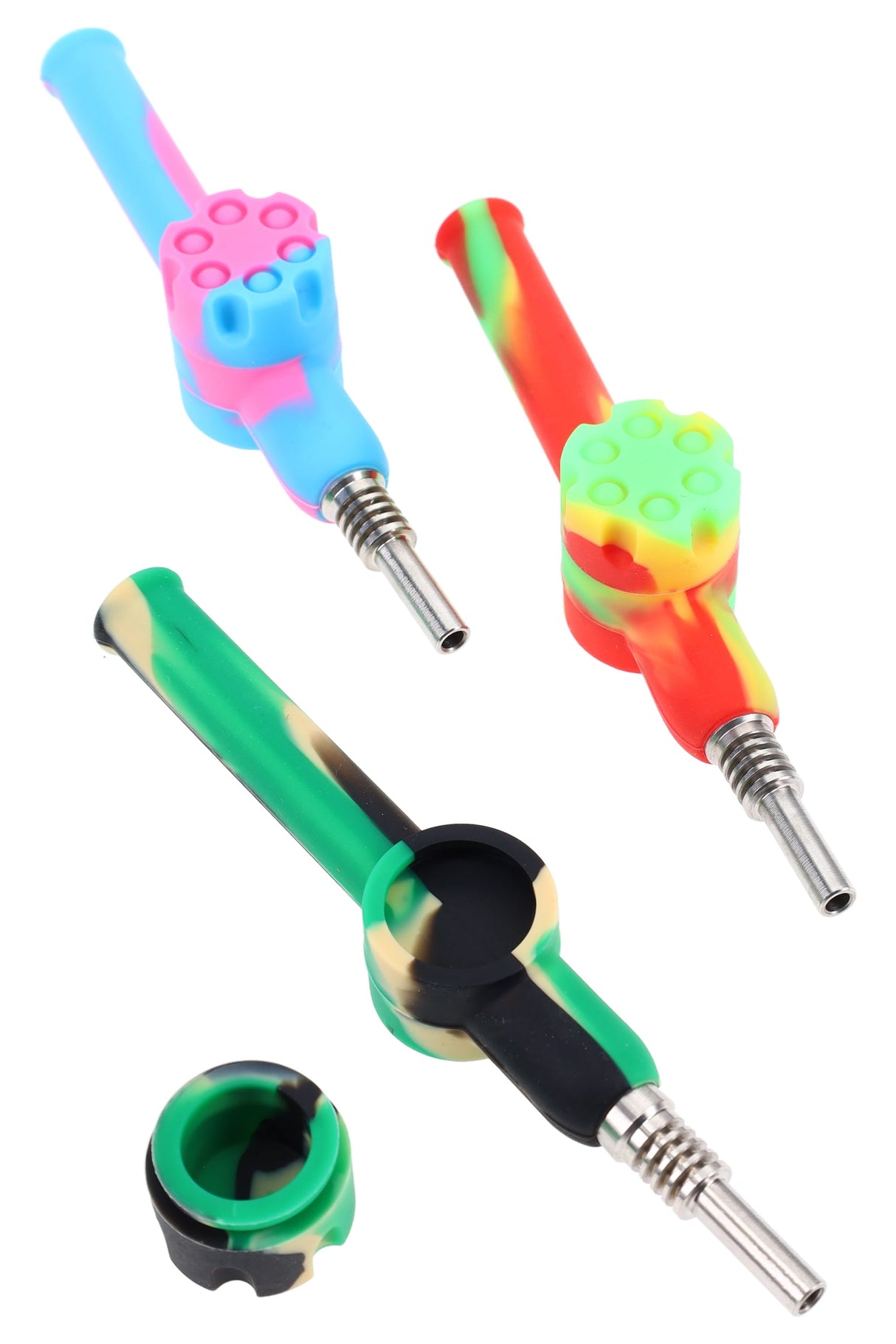 5" Multicolor Silicone Revolver Dab Straw