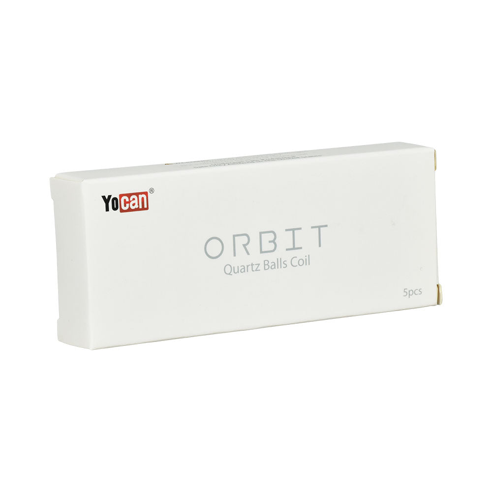 Yocan Orbit Quartz Cup Coil 5-Pack Box - Front View on White Background