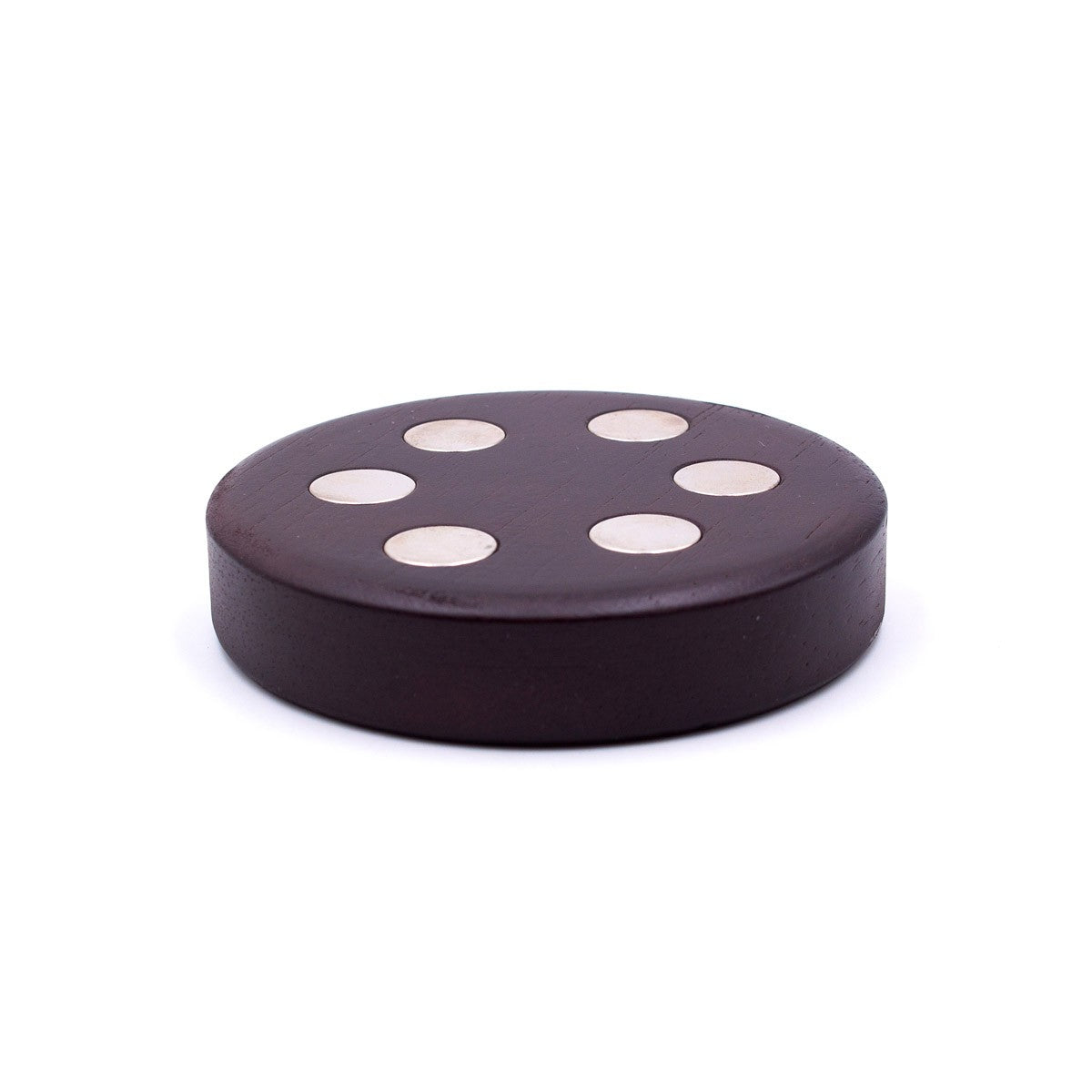 6 Device Round Wooden Base for DynaVap, Desktop Design, Front View on White Background