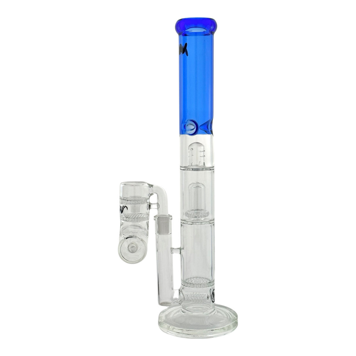 MAV Glass 6 Perc Beast Honey Inline UFO Straight Bong with Double Honey Ash Catcher, Front View