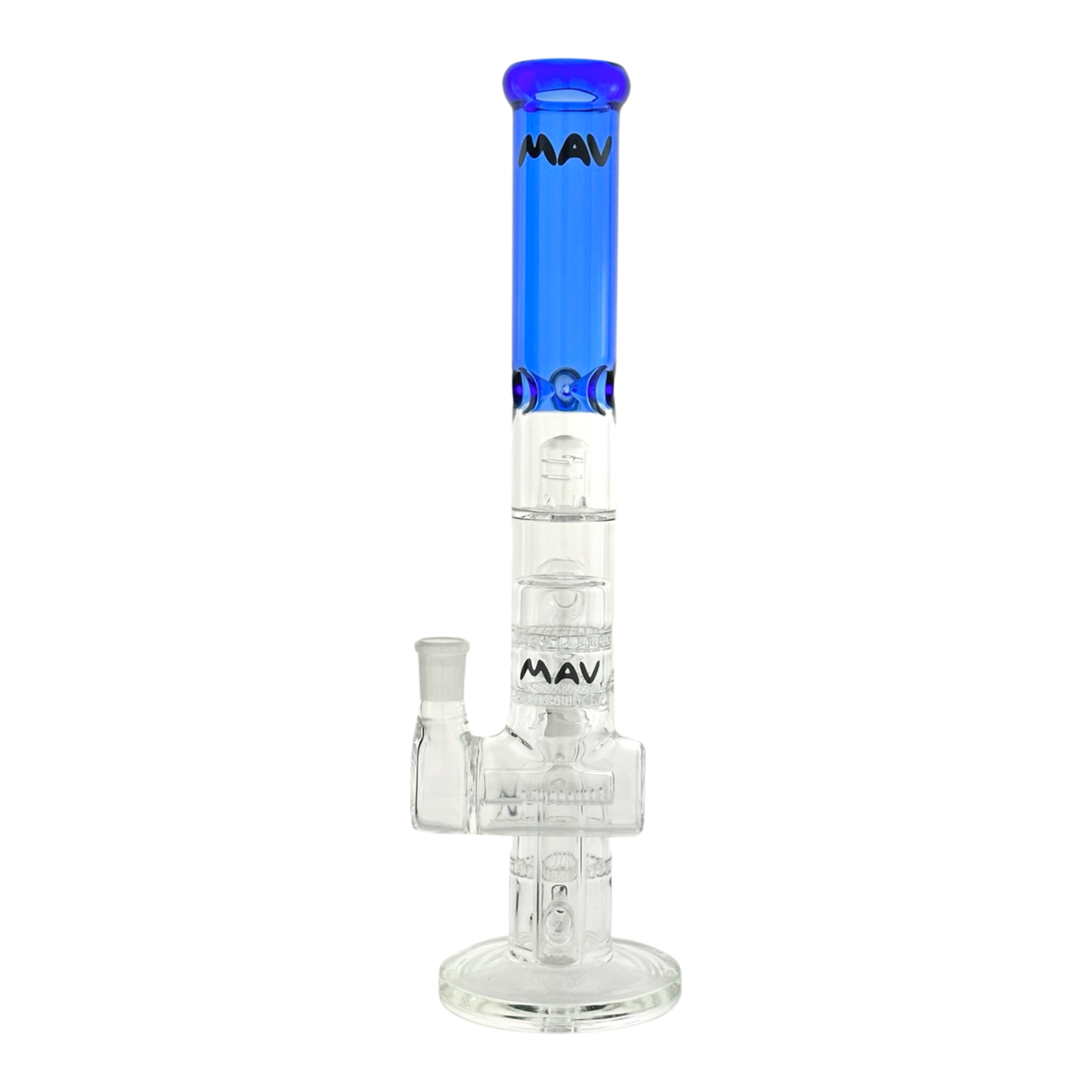 MAV Glass 6 Perc Beast Honey Inline UFO Straight Bong with Double Honey Ash Catcher
