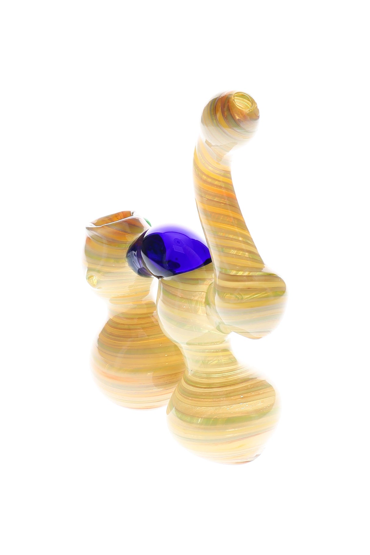 Silver-Fumed Spiral Double-Chamber Sherlock Bubbler “Solar Bridge” – 7″