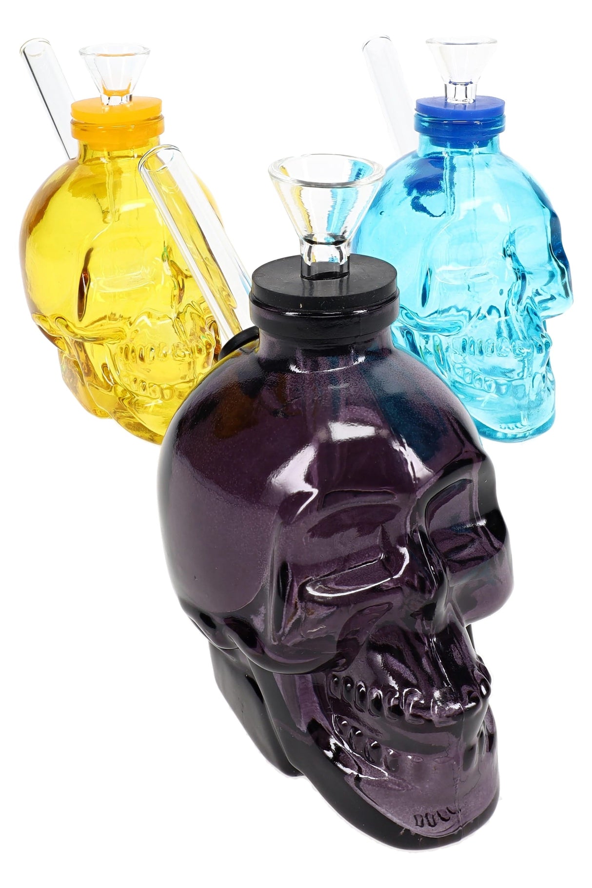 4″ Colored Skull Glass Bong