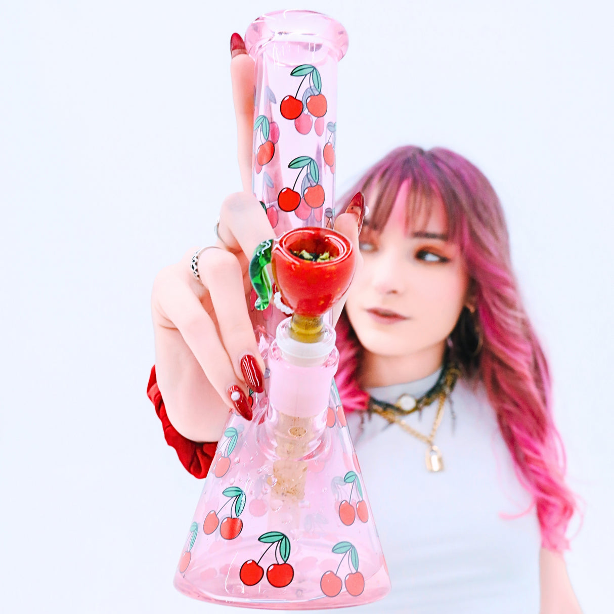 Life Is A Bowl Of Cherries Beaker Water Pipe | 10" | 14mm F