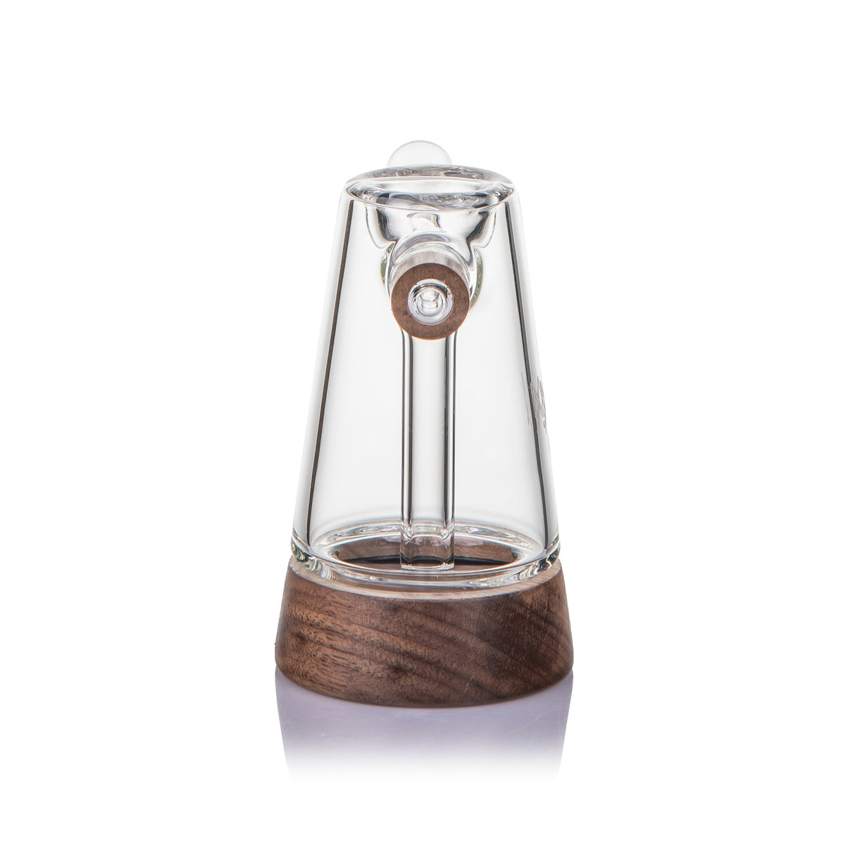 MJ Arsenal Alpine Mesa Glass Bubbler, lathed black walnut base on borosilicate glass