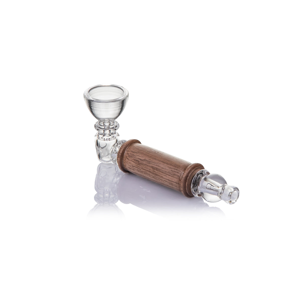 MJ Arsenal Alpine Creek borosilicate glass hand pipe with black walnut wood accents