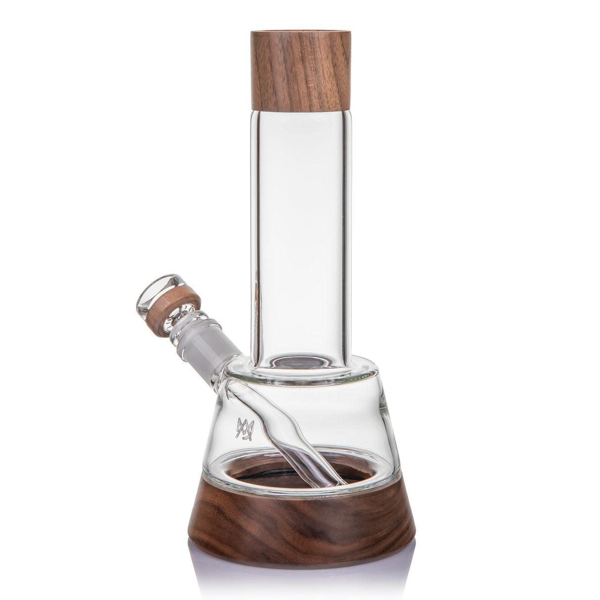 MJ Arsenal Alpine Lookout borosilicate glass water pipe with black walnut wood accents and 14mm bowl
