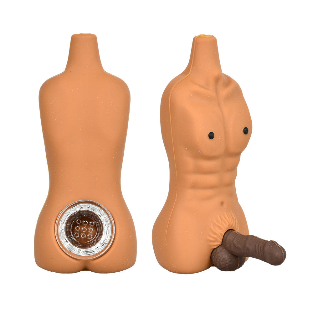 Eyce Chiseled Person Silicone Pipe with Deep Bowl - Front & Side View