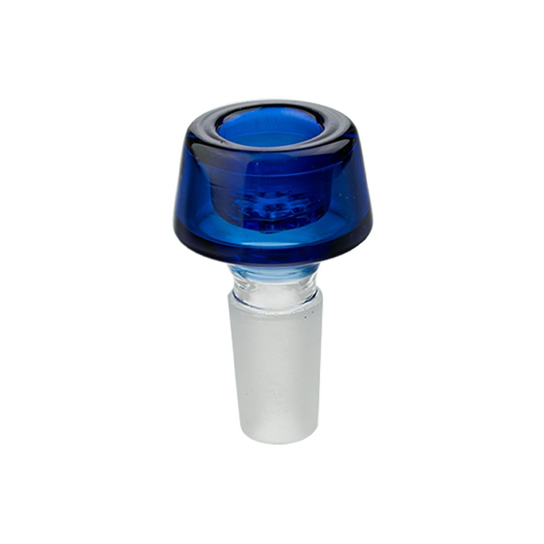 MAV Glass 7 Hole Pro Bowl 14mm in blue, front view on white background, perfect for bong customization