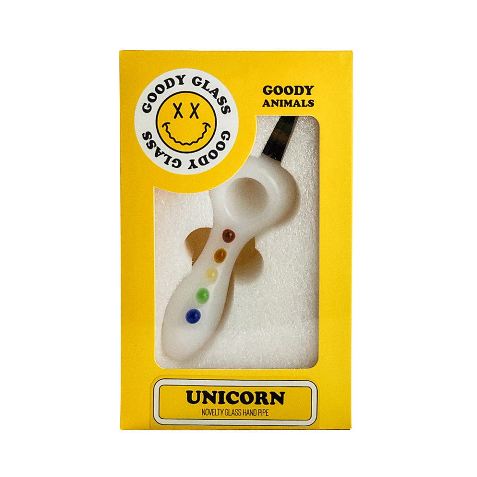 Goody Glass Unicorn Glass Hand Pipe – 5″