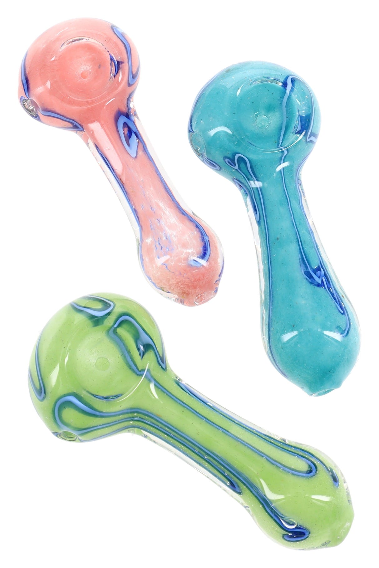 Striped Frit Glass Pipe - 3.5" - Assorted Colors