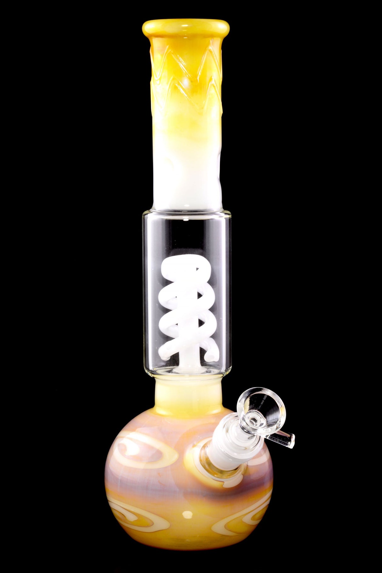 Silver-Fumed Glass Bubble Bong “Spiral Chill” – Coil Perc – 11½″
