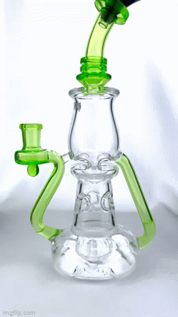 9.5" AFM Nebula Glass Recycler Dab Rig with 14mm Female Joint and Colored Accents