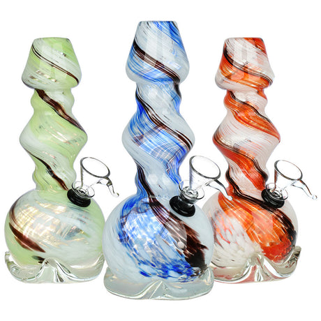 7.75" Peaceful Solution Soft Glass Water Pipes in various swirl patterns, front view