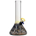 8" LA Pipes Raked Beaker Water Pipe in Blue with Grommet Joint, Front View on White Background