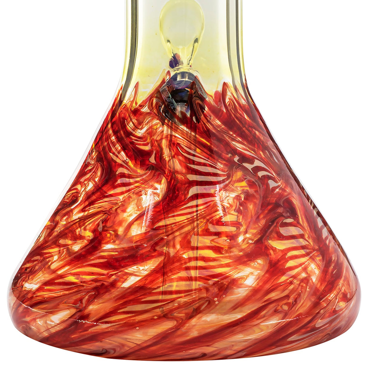 LA Pipes 8" Raked Beaker Water Pipe with Swirling Red Design, Front View