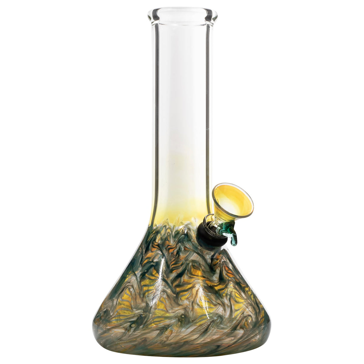 8" LA Pipes Raked Beaker Water Pipe in Teal, Borosilicate Glass, Front View on White