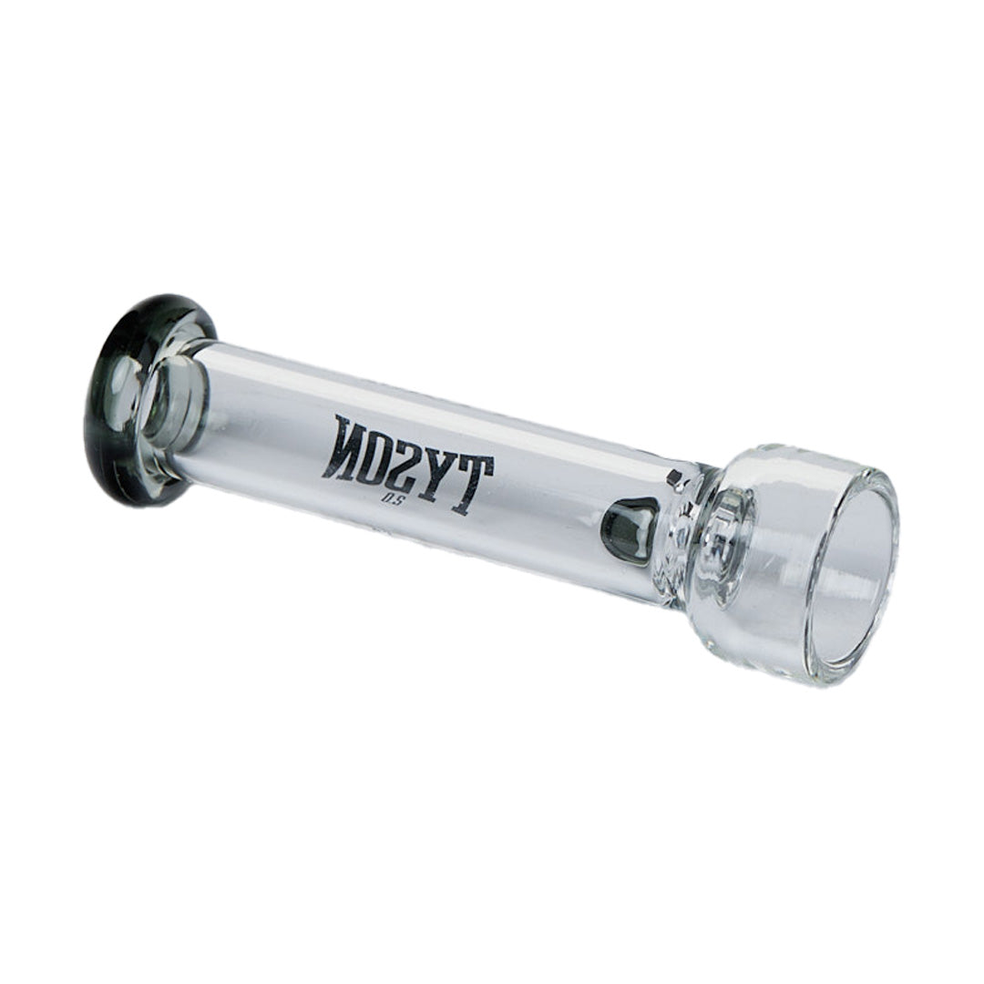 Tyson Jab One Hitter Hand Pipe, Borosilicate Glass, Clear Side View