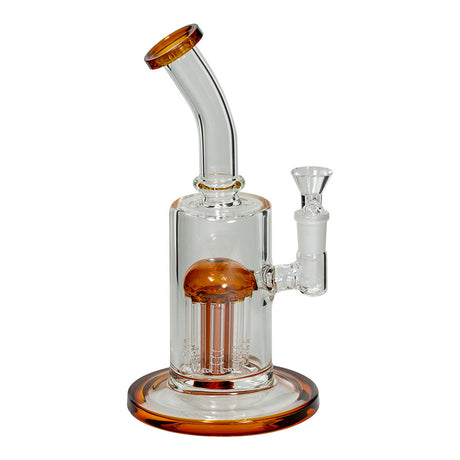 8.7" Amber 5mm Borosilicate Glass Water Pipe with 6 Arm Tree Perc and Funnel Bowl