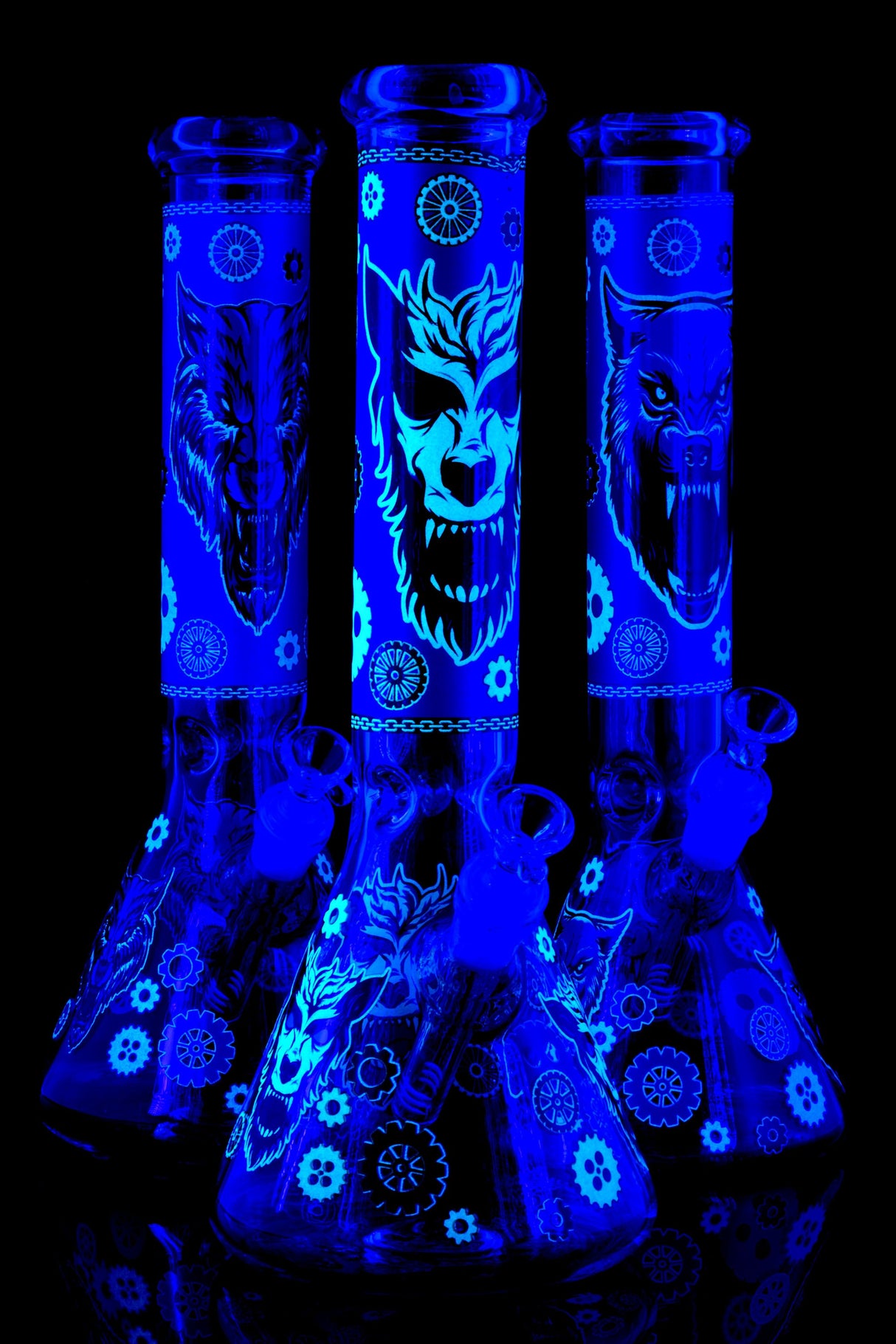 GoG Glow-in-the-Dark Decal Beaker Bong – Ice Pinch – 14″ – Assorted