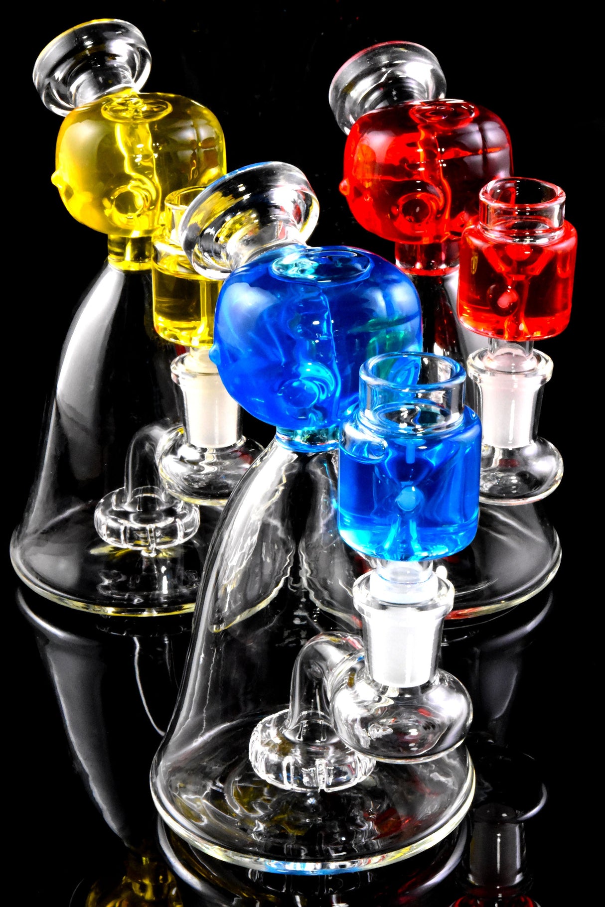 Fluid-Filled Glass Beaker Bong “Little Alien” – Freezable – Showerhead Perc – 6″