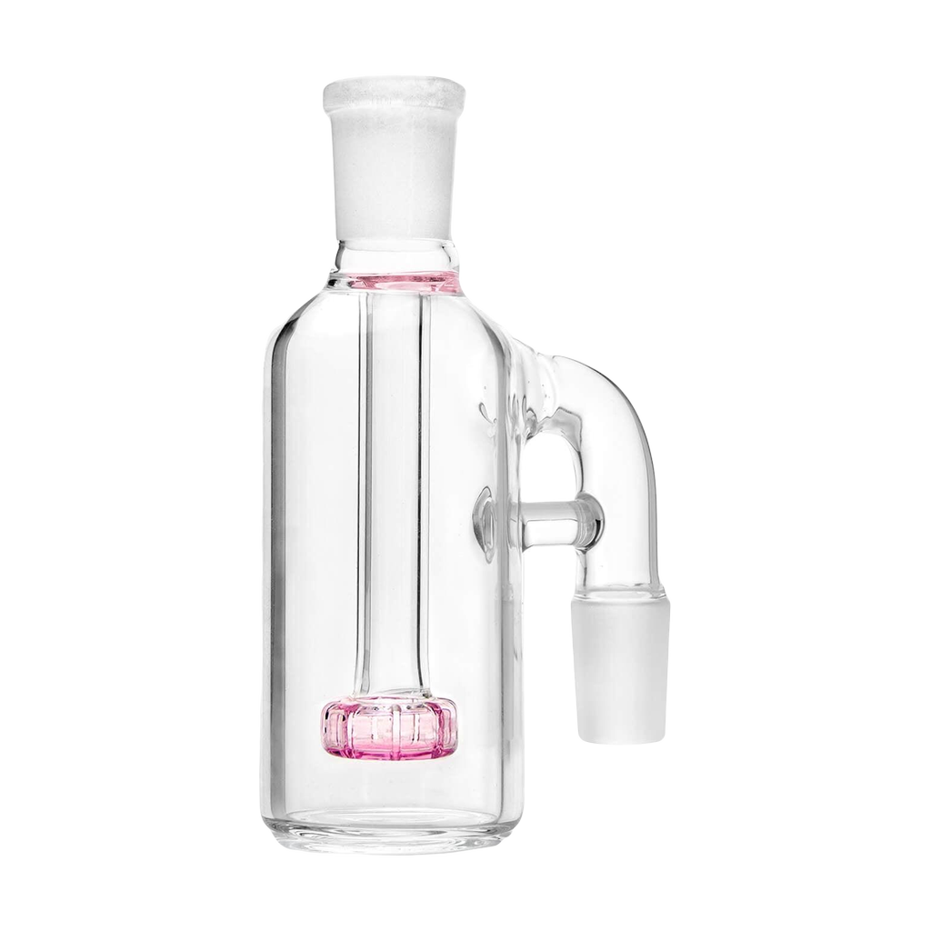 PILOT DIARY 18mm 90 Degree Ash Catcher in Pink - Clear Glass with Front View